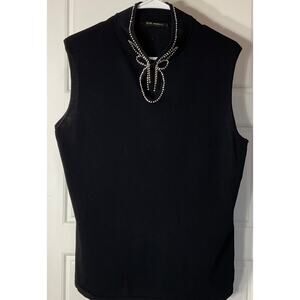 A.D. Originals Black Sleeveless Rhinestone Bow & Around Collar & Keyhole L